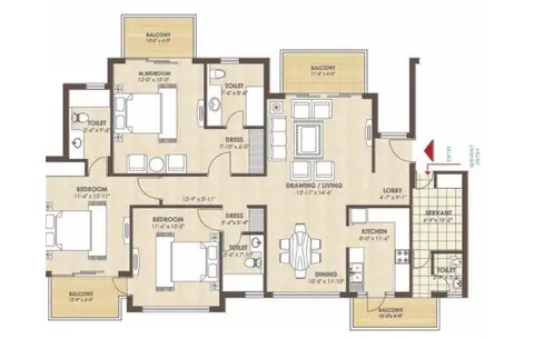 Kashish Manor One 3 BHK + S floor plan