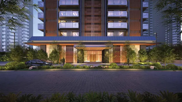 Entrance at night