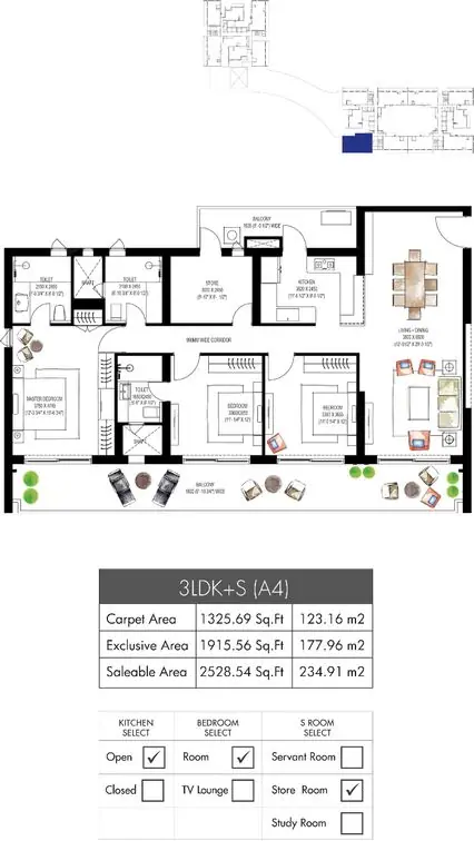 Krisumi Waterfall Residences 3 LDK + S floor plan