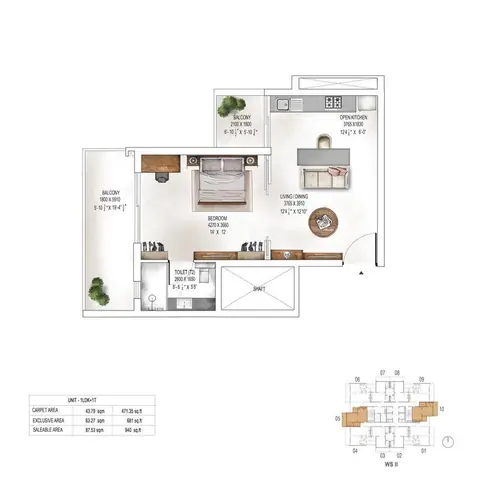 Krisumi Waterside Residences 3 BHK floor plan