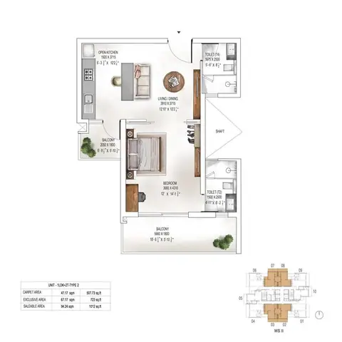 Krisumi Waterside Residences 3 BHK + S floor plan