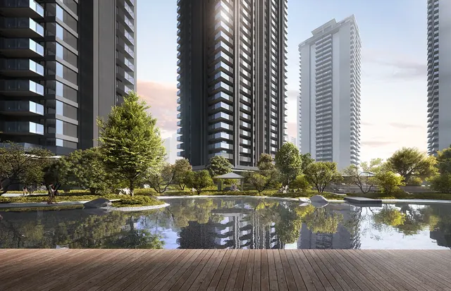 Krisumi Waterside Residences — lake and towers