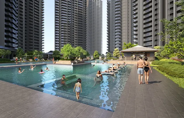 Krisumi Waterside Residences — main pool with towers
