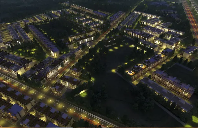 Lotus Woodview Residences — township aerial at night
