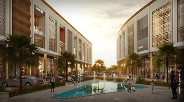 M3M 113 Market — Artistic impression of the central plaza and fountain