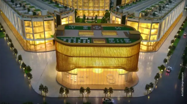 M3M 113 Market — Artistic impression of a block model with central feature building