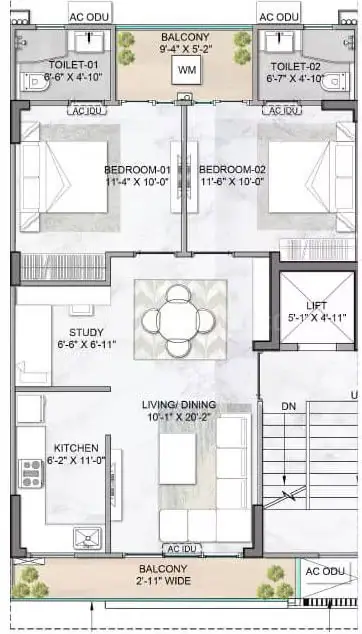 M3M Antalya Hills 2.5 BHK floor plan