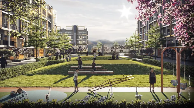 M3M Antalya Hills — central green and play area