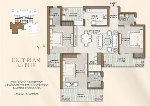 M3M Capital 3.5 BHK floor plan