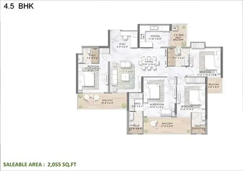 M3M Capital 4.5 BHK floor plan