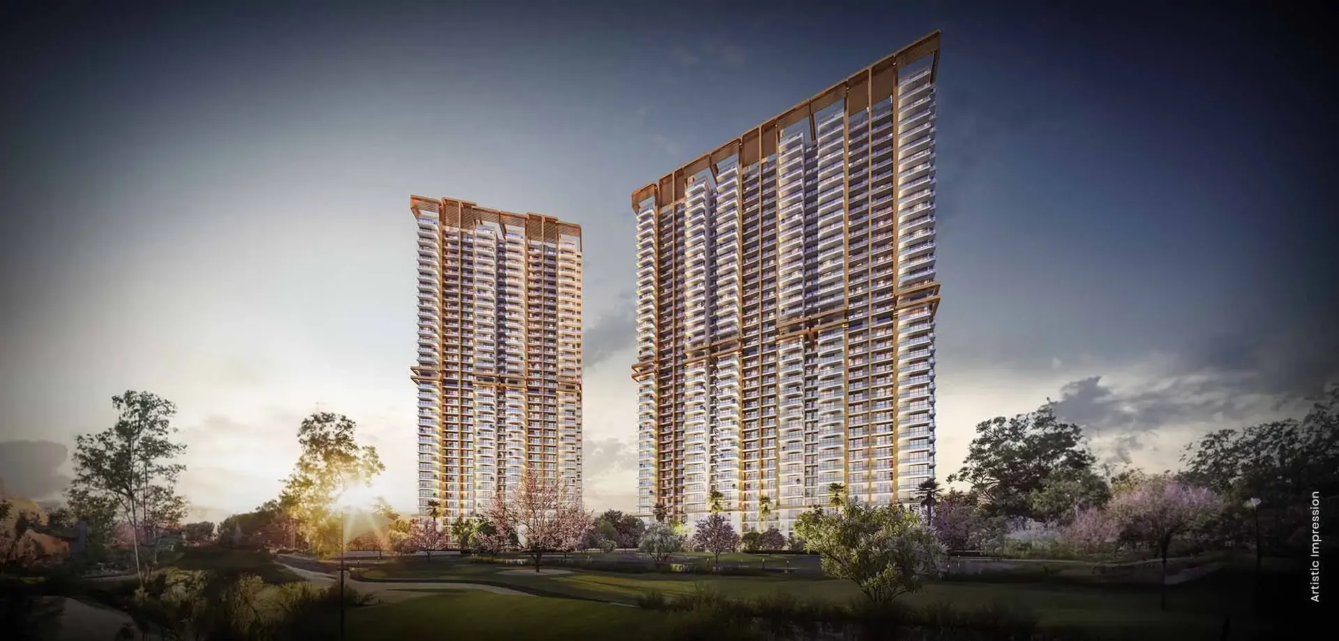 M3M Capital — exterior towers at sunset