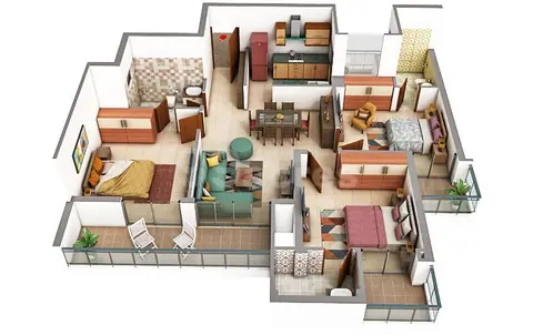 M3M Crown 3 BHK floor plan