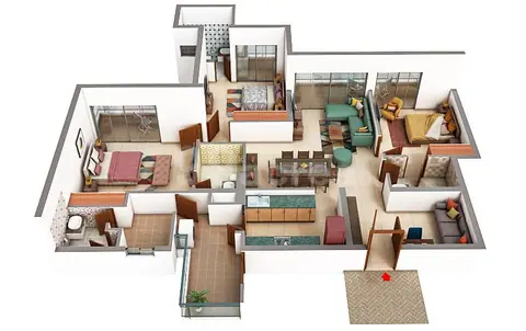 M3M Crown 3BHK + STUDY+UTILITY floor plan
