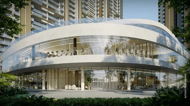 M3M Crown — clubhouse exterior with towers