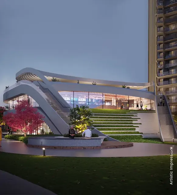 M3M Crown — clubhouse at dusk