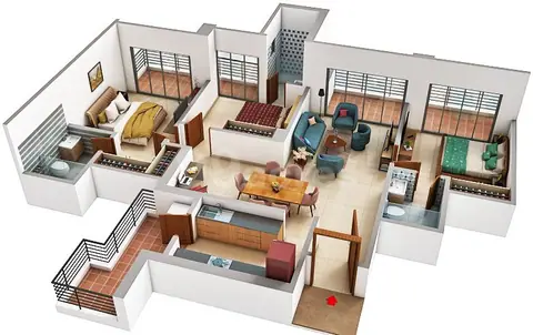 M3M Golf Hills 3 BHK floor plan