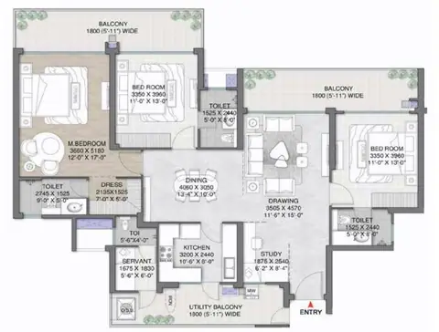 M3M Mansion 3.5 BHK floor plan