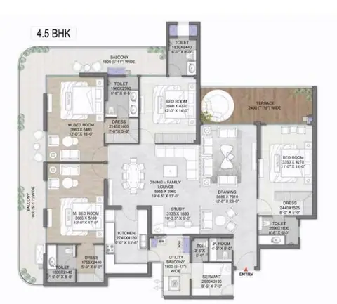 M3M Mansion 4.5 BHK floor plan