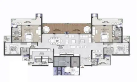 M3M Mansion 4 BHK + FAMILY LOUNGE + SERVANT ROOM floor plan