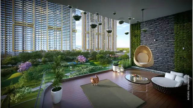 M3M Mansion — balcony view over towers and gardens