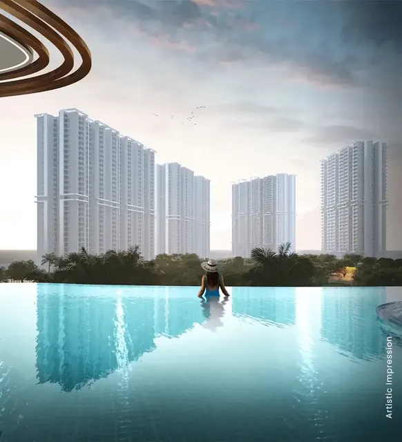 M3M Mansion — infinity pool view of towers (portrait)