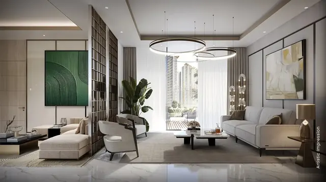 M3M Mansion — apartment living room interior
