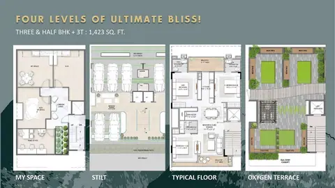M3M Soulitude 3BHK+Study floor plan