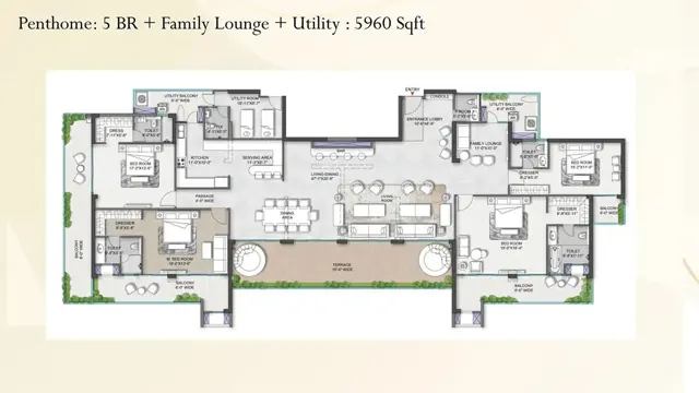 M3M St Andrews Penthouse 5 BR + Family Lounge floor plan