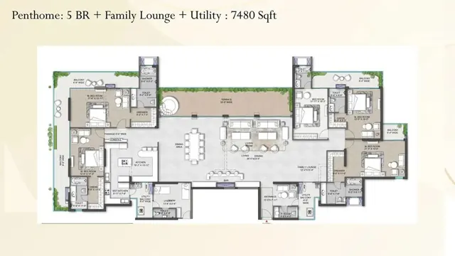 M3M St Andrews Penthouse 5 BR + Family Lounge floor plan