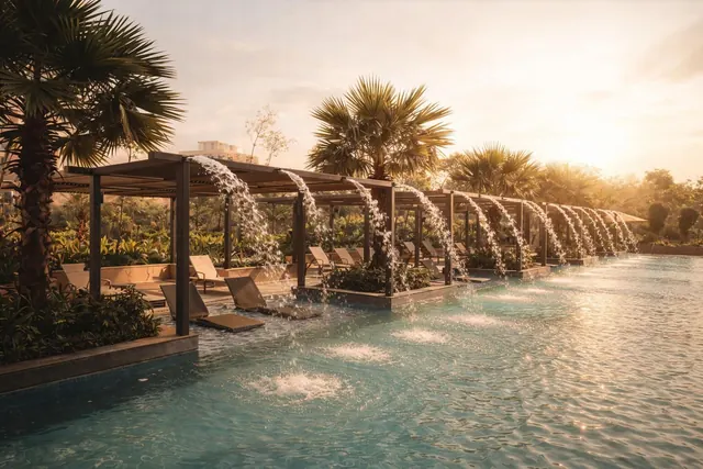 Mapsko Mountville — pool at sunset (real photo)