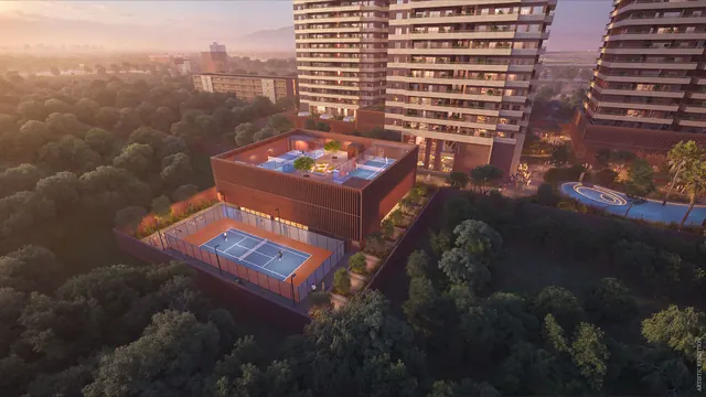 Max Estates 360 — sports block with courts (render)