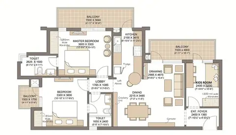 Microtek Greenburg Gurgaon 2 BHK floor plan