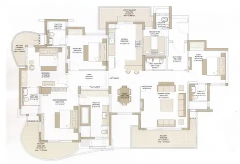 Microtek Greenburg Gurgaon 4 BHK + Servant floor plan