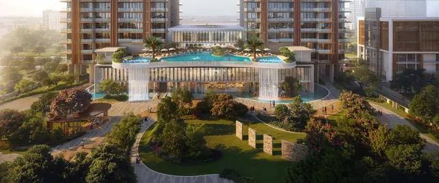 The Oryza — Central pool and landscaped greens (artistic impression)