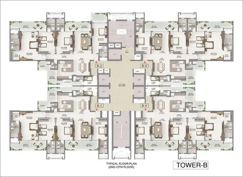 Oxirich Chintamani 3 BHK + Servant Room floor plan