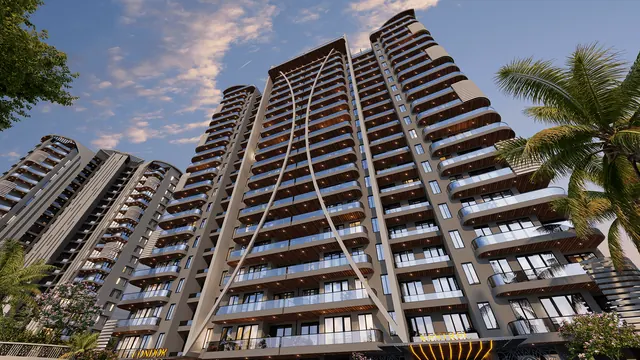Oxirich Chintamani — tower facade low angle (render)