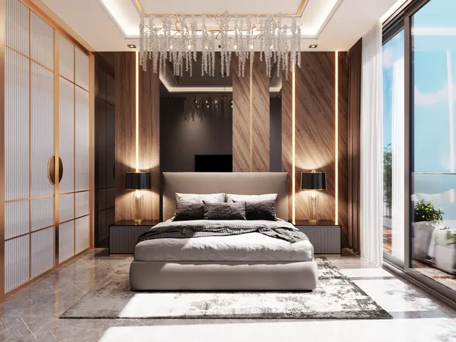 Oxirich Chintamani — apartment bedroom interior (render)