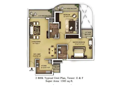 Paras Dews 2 BHK floor plan