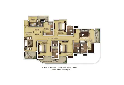 Paras Dews 4 BHK + SQ floor plan