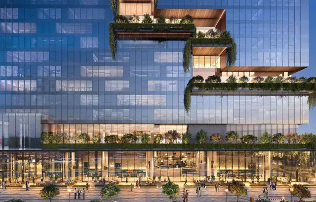 Facade with planted terraces