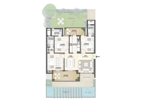 Puri Diplomatic Greens 3 BHK + 3T floor plan