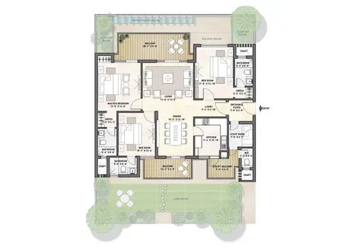 Puri Diplomatic Greens 3 BHK + 3T + SQ floor plan