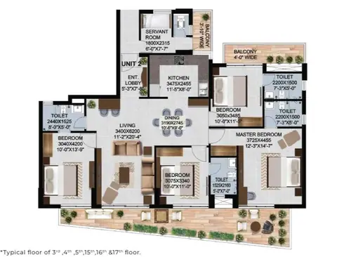 Rising Homes Altura 4BHK+Servant floor plan