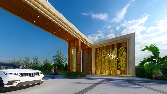 ROF Insignia park 2 — entrance gate close-up (render)