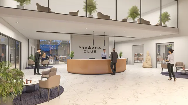 ROF Pravasa — clubhouse reception lounge (render)