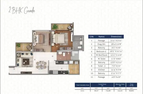 Shapoorji Joyville 2 BHK- Grande floor plan