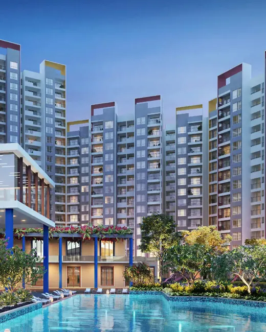 Shapoorji Joyville — towers with pool (banner)