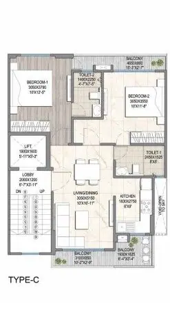 Signature Global City 79B 2 BHK + Toilet floor plan
