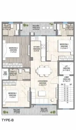 Signature Global City 79B 3 BHK + 3 Toilet floor plan