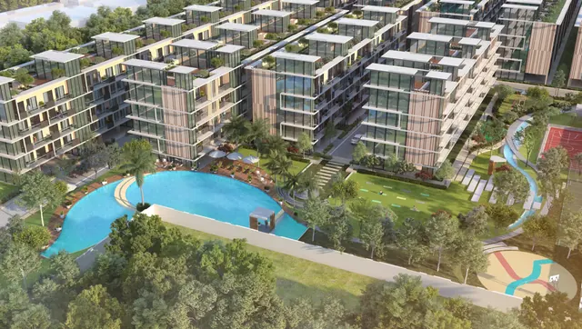Signature Global City 79B — aerial view with pool